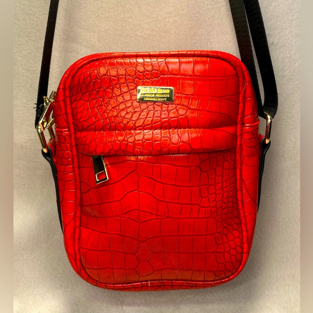 Reason Brand Unisex Red Croc-Embossed Crossbody Or Belt Bag/Fanny Pack